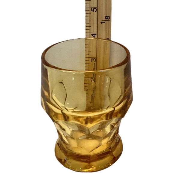 Vintage Amber Glass Georgian Honeycomb 4” Glasses Tumblers  MCM Juice Set Of 6 - Picture 3 of 8